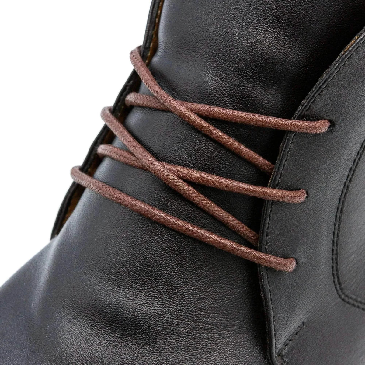 Dark Brown Waxed Cotton Dress Shoe Laces, Round – view 2