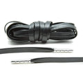 Black Leather Shoe Laces with Silver Metal Tips