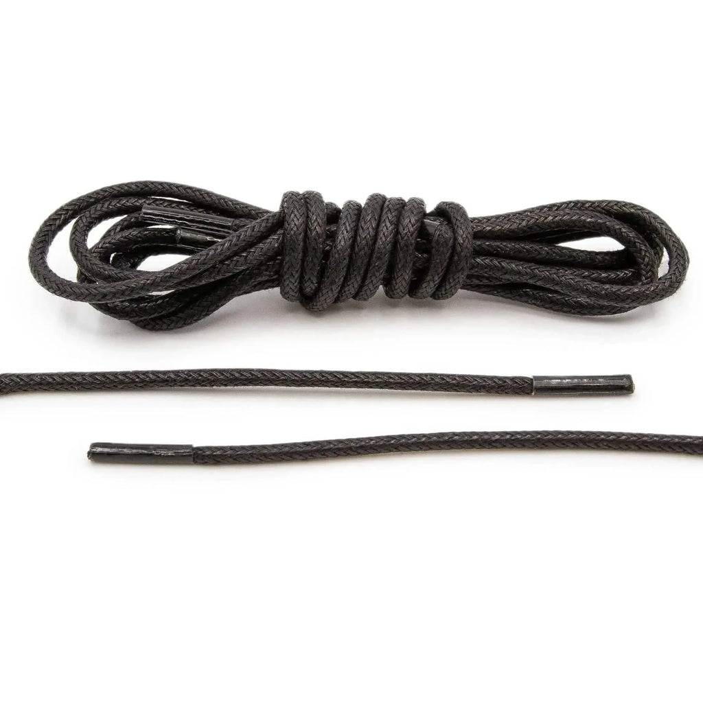 Black Waxed Cotton Dress Shoe Laces, Round