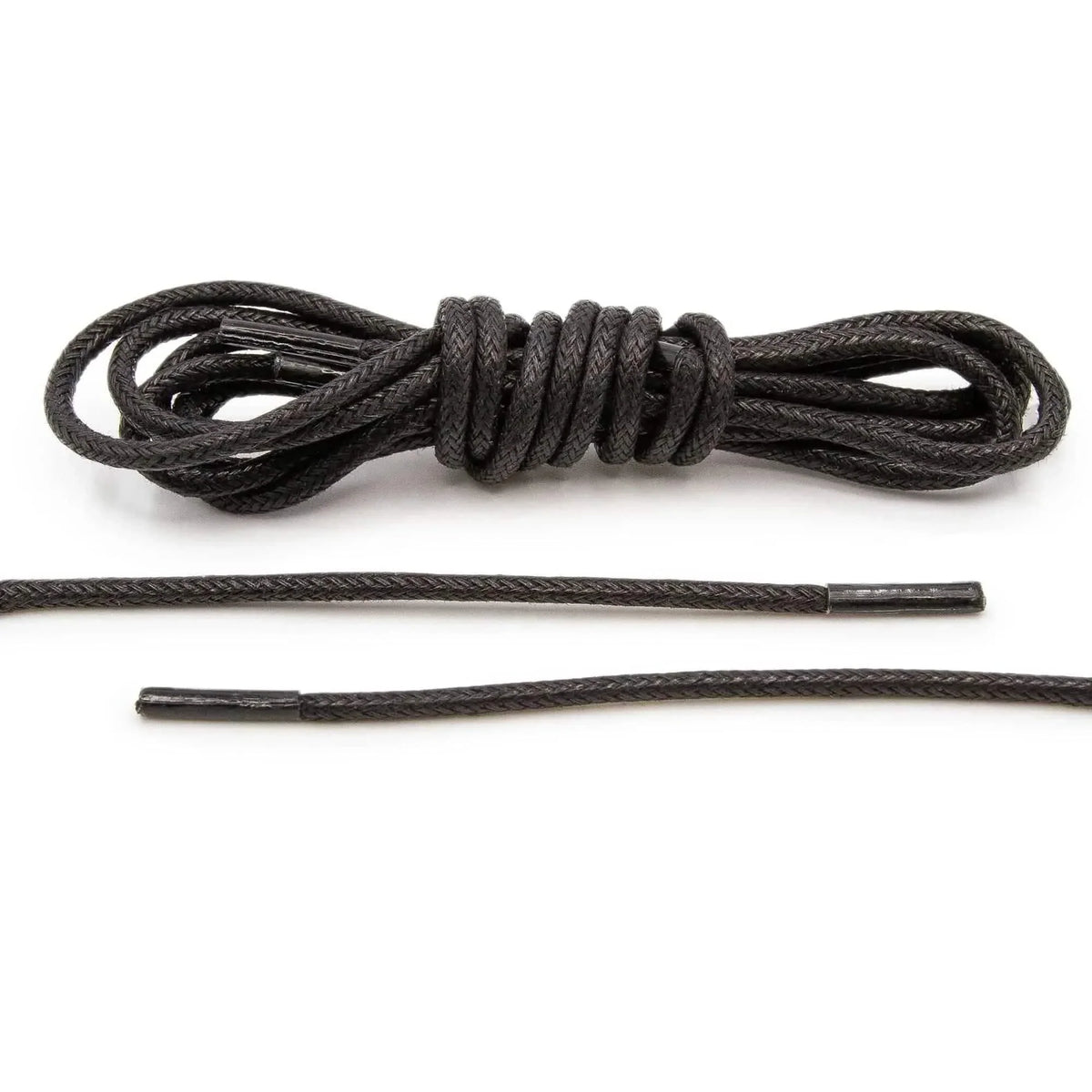 Black Waxed Cotton Dress Shoe Laces, Round