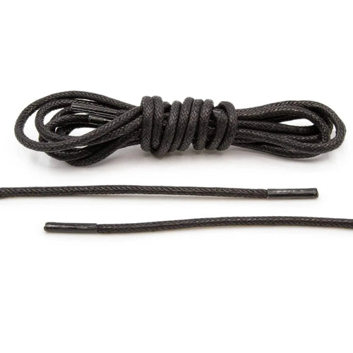 Black Waxed Cotton Dress Shoe Laces, Round