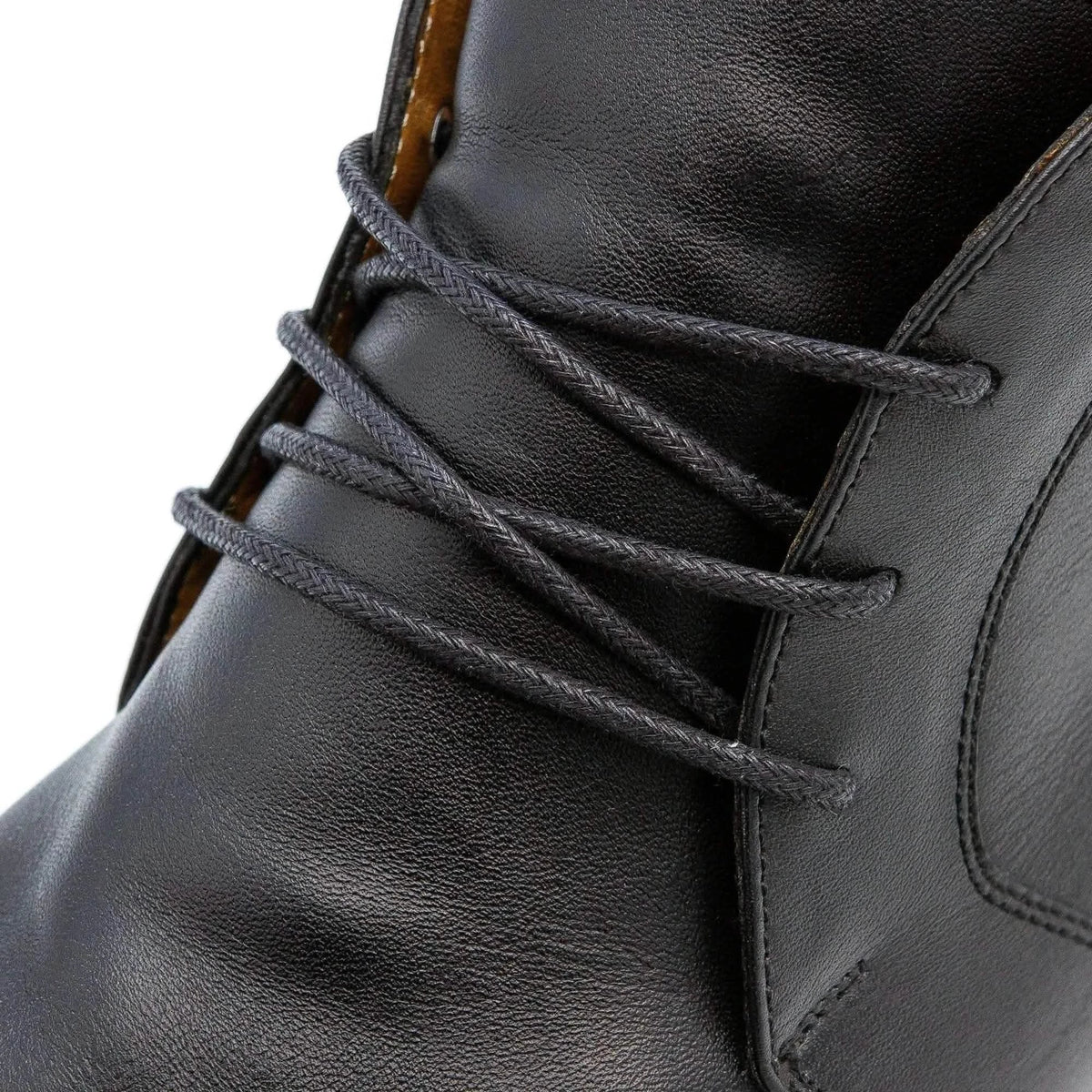 Black Waxed Cotton Dress Shoe Laces, Round – view 2