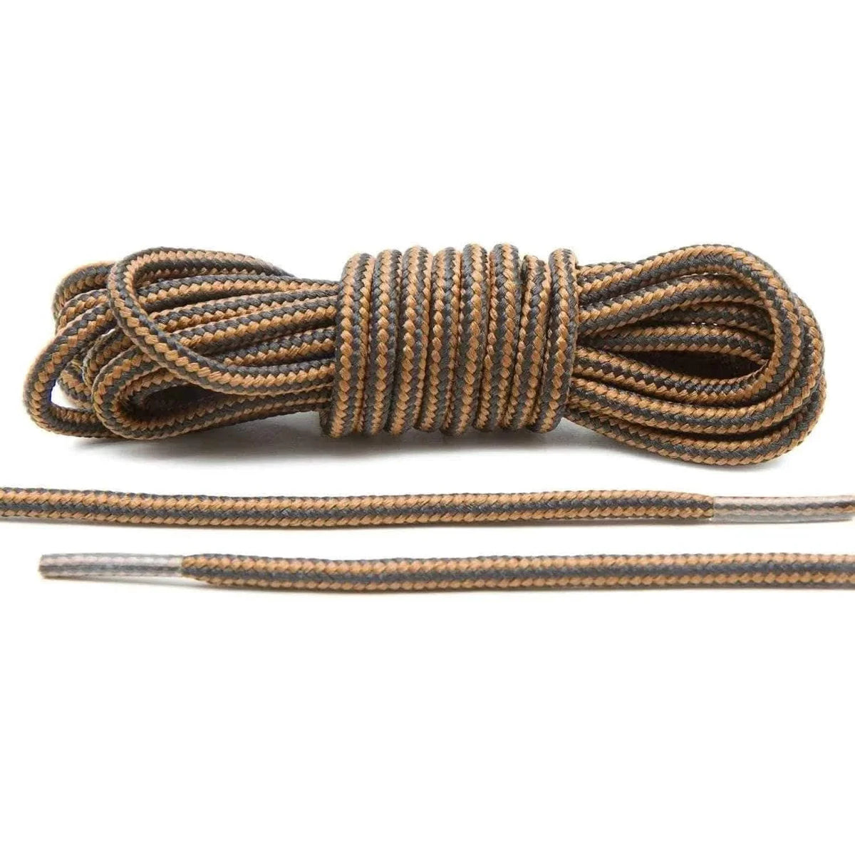 Black/Tan Heavy-Duty Round Boot Laces