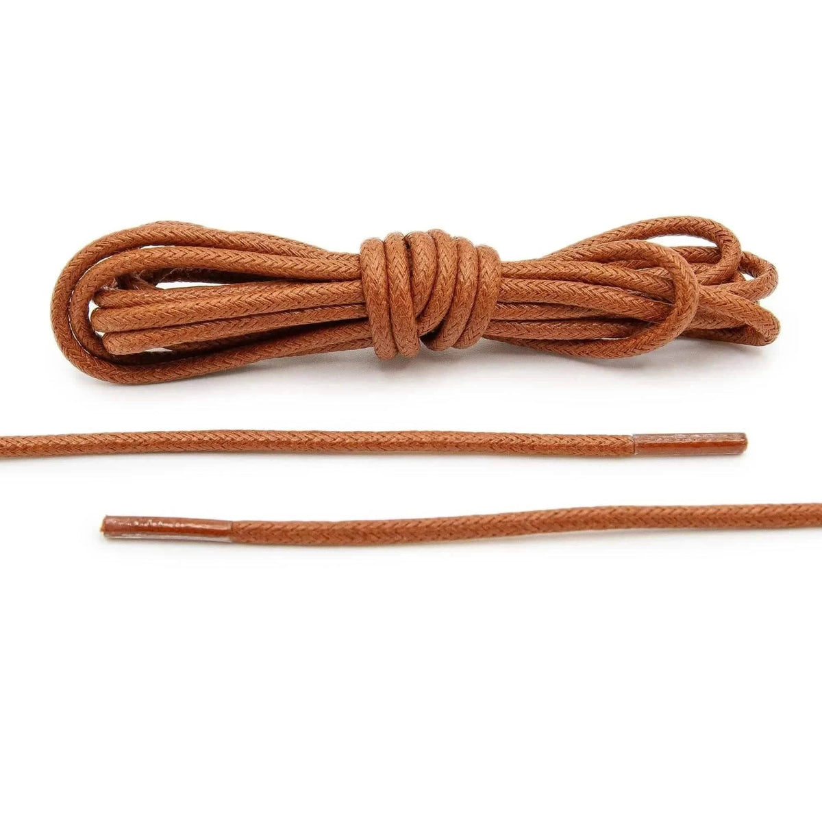 Brown Waxed Cotton Dress Shoe Laces, Round