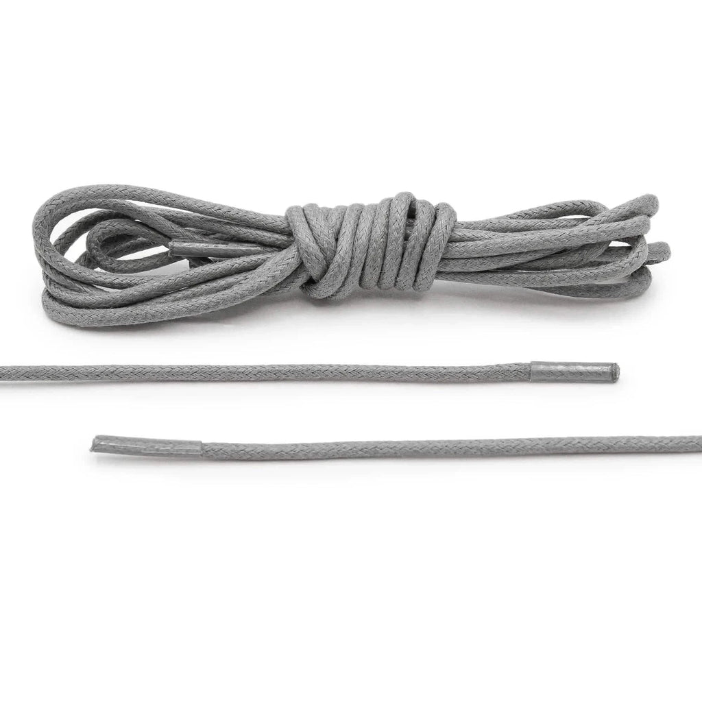 Cool Grey Waxed Cotton Dress Shoe Laces, Round