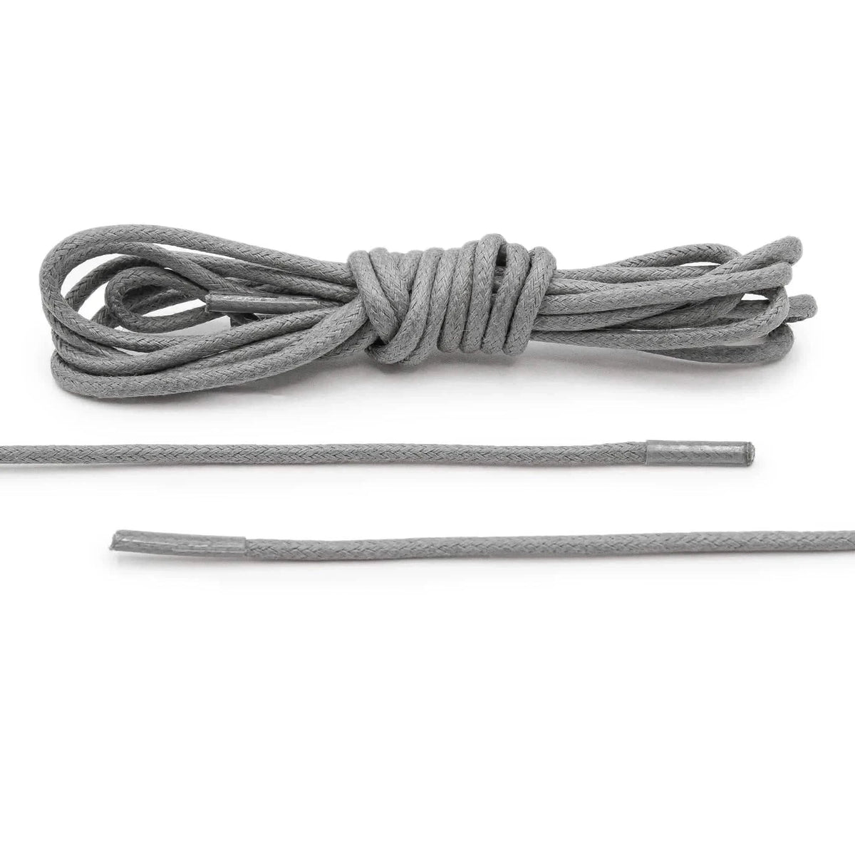 Cool Grey Waxed Cotton Dress Shoe Laces, Round