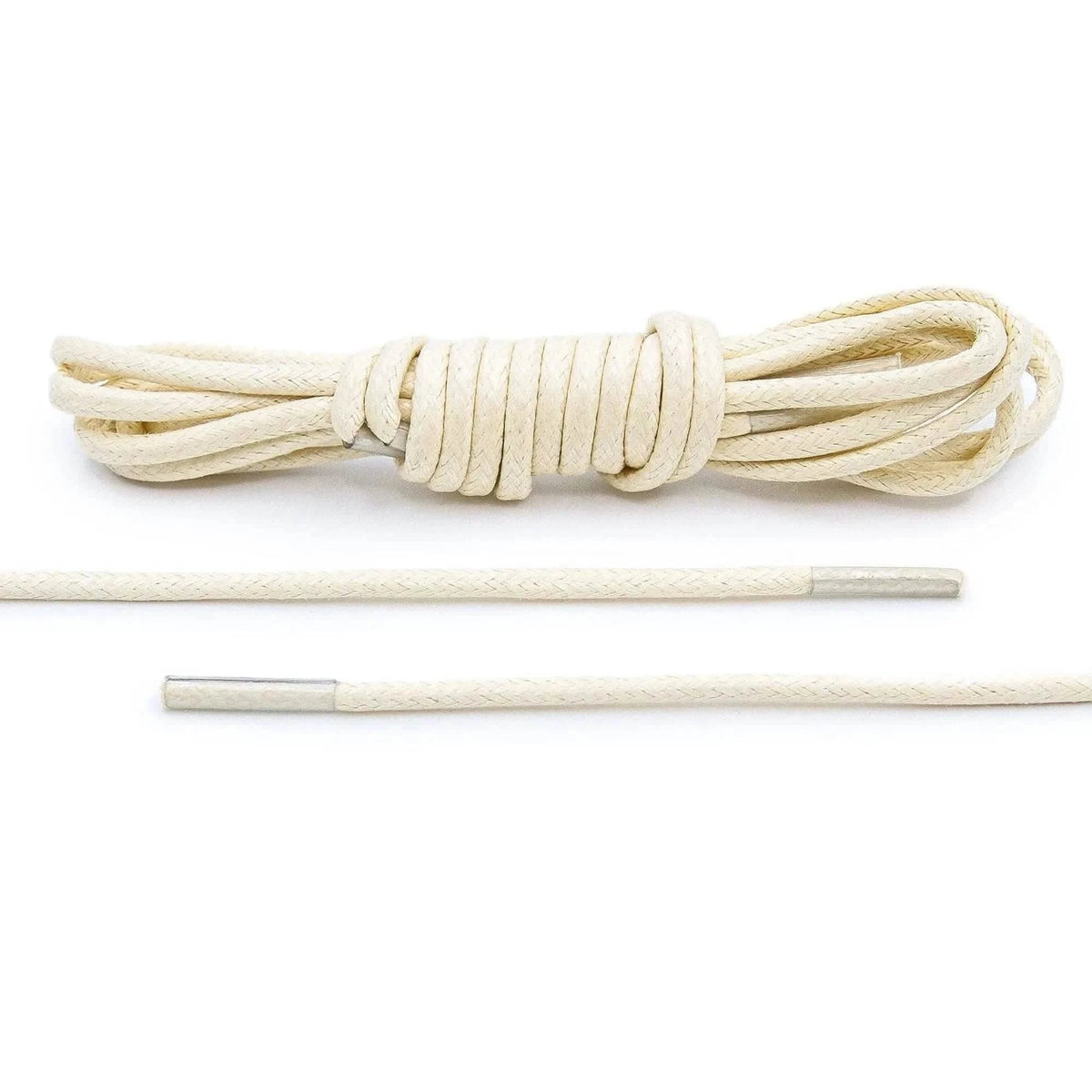 Cream Waxed Cotton Dress Shoe Laces, Round