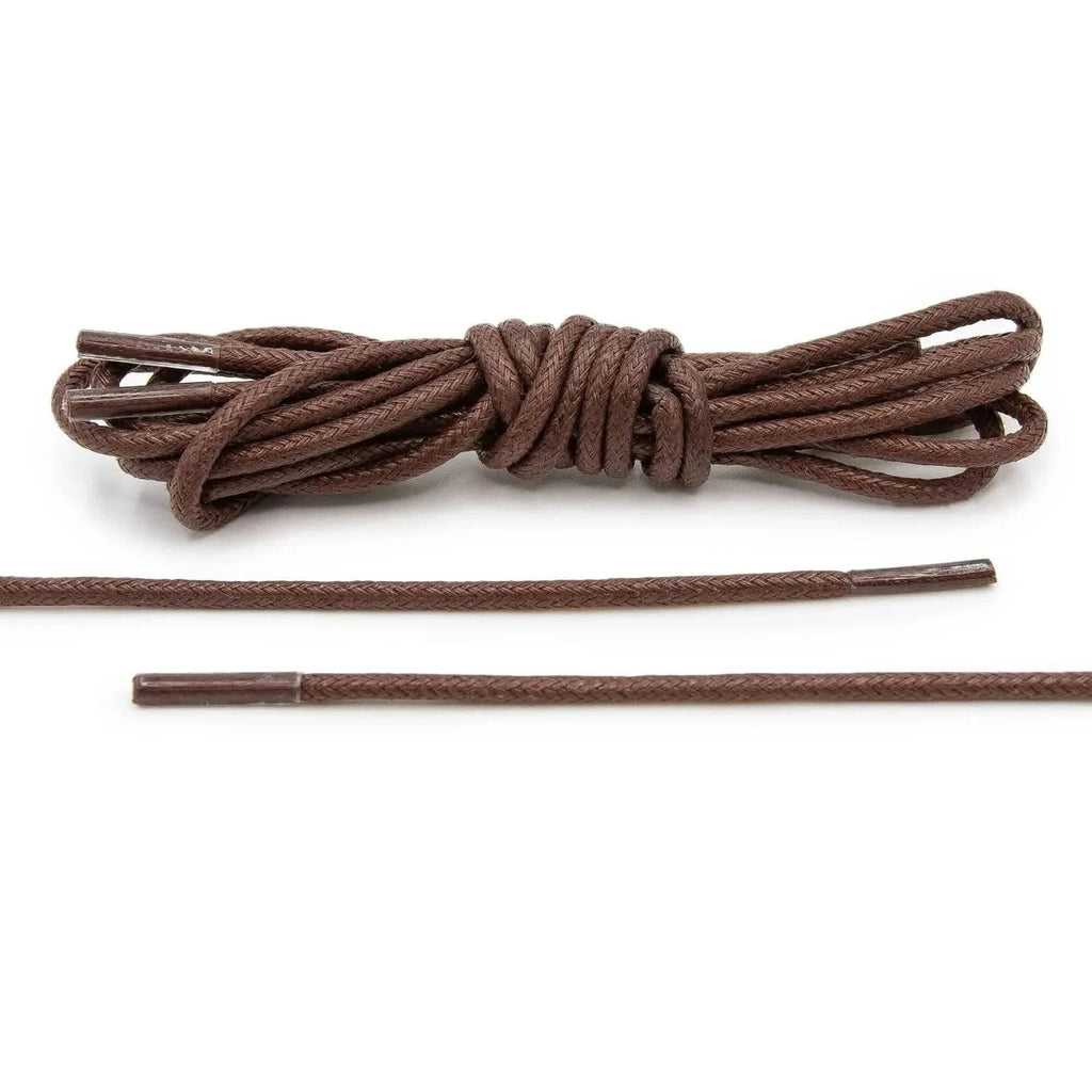 Dark Brown Waxed Cotton Dress Shoe Laces, Round