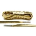 Gold Leather Shoe Laces with Silver Metal Tips