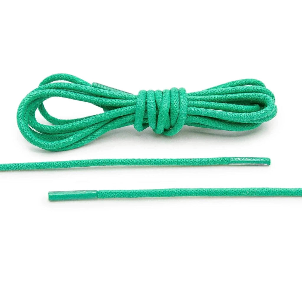 Green Waxed Cotton Dress Shoe Laces, Round