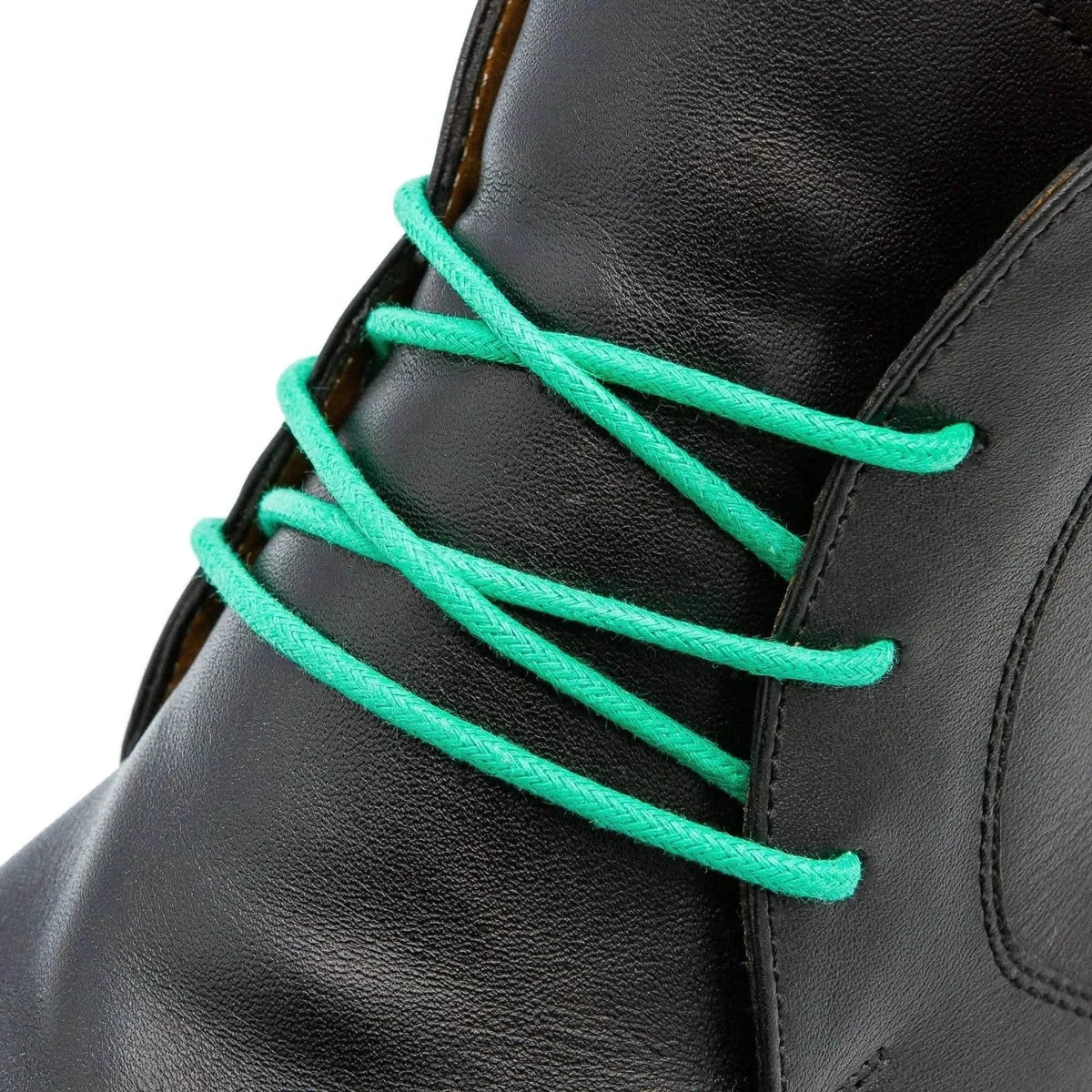 Green Waxed Cotton Dress Shoe Laces, Round – view 2