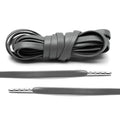 Grey Leather Shoe Laces with Silver Metal Tips