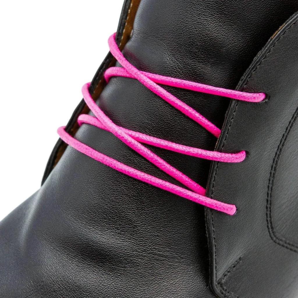 Hot Pink Waxed Cotton Dress Shoe Laces, Round – view 2