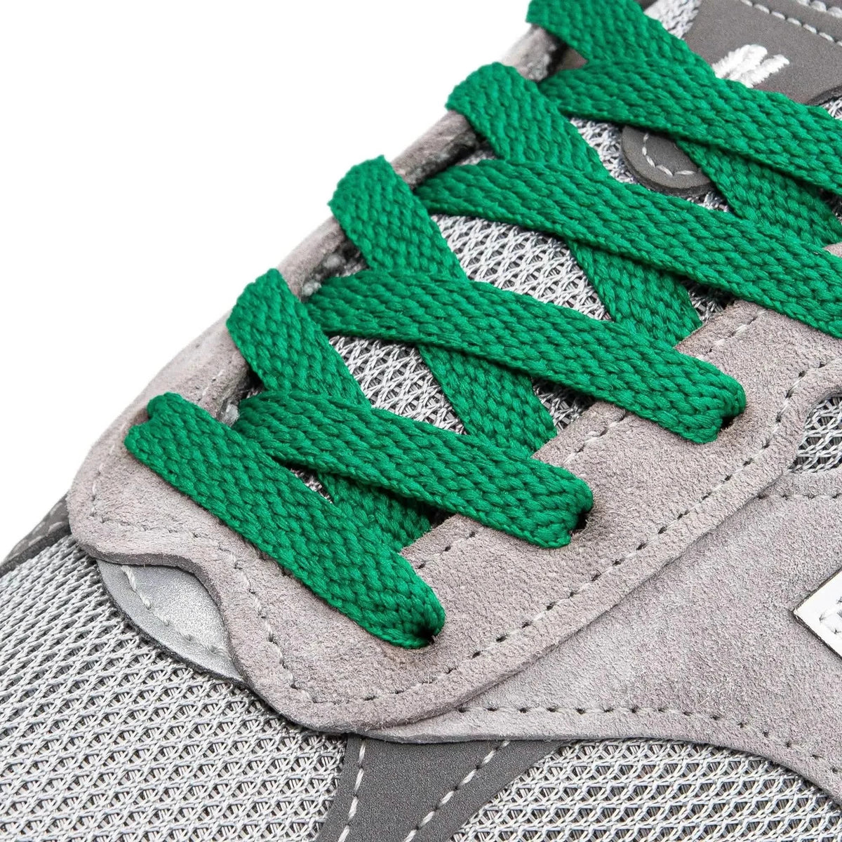Kelly Green Flat Cotton Shoe Laces – view 2