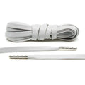 Light Grey Leather Shoe Laces with Silver Metal Tips