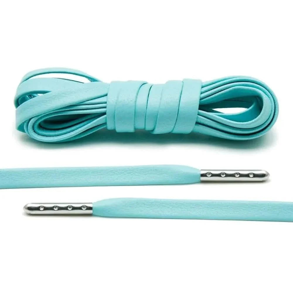 Mint Leather Shoe Laces with Silver Metal Tips