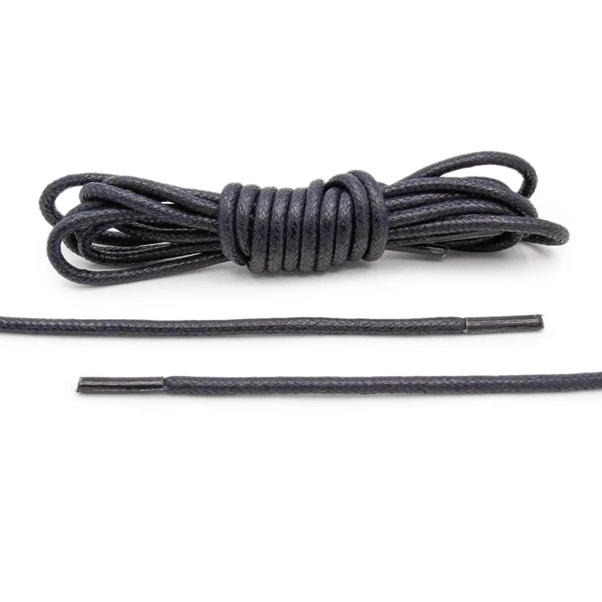 Navy Blue Waxed Cotton Dress Shoe Laces, Round