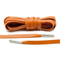 Orange Leather Shoe Laces with Silver Metal Tips