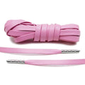 Pink Leather Shoe Laces with Silver Metal Tips