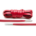Red Leather Shoe Laces with Silver Metal Tips