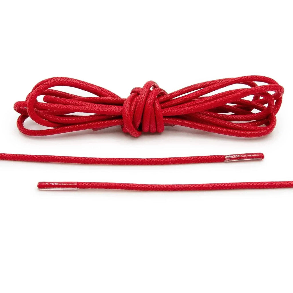 Red Waxed Cotton Dress Shoe Laces, Round
