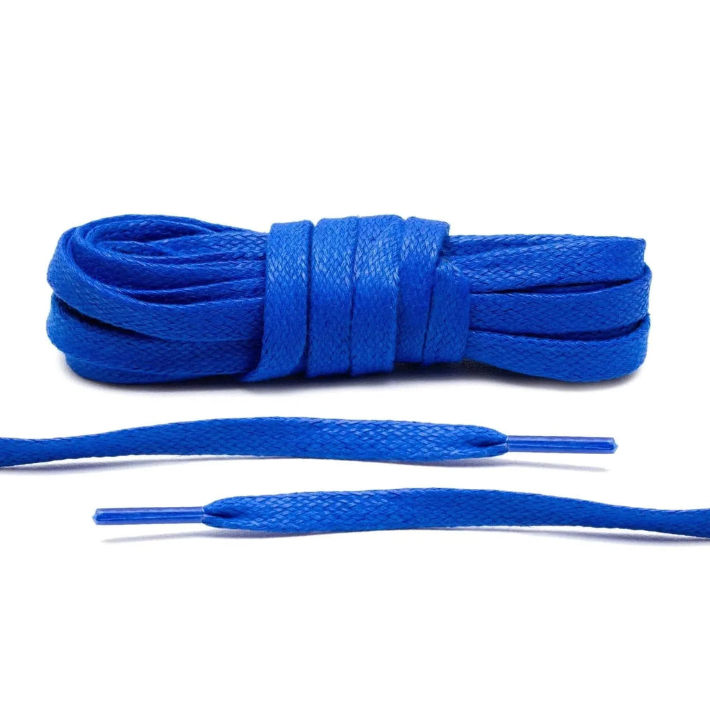 Royal Blue Waxed Flat Shoe Laces