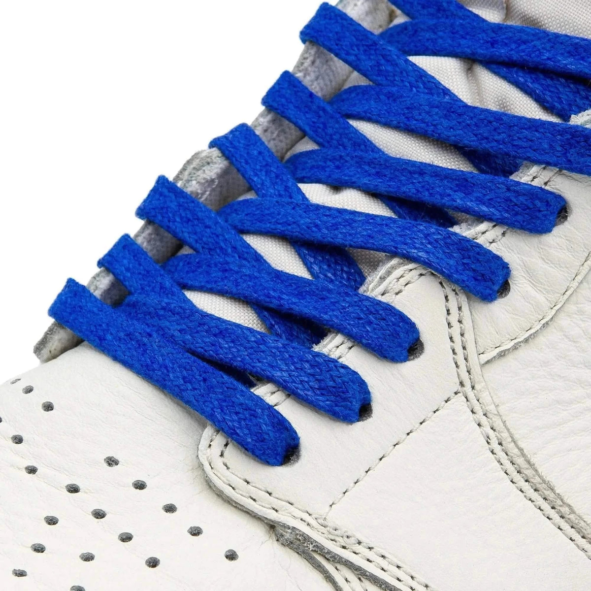 Royal Blue Waxed Flat Shoe Laces – view 2