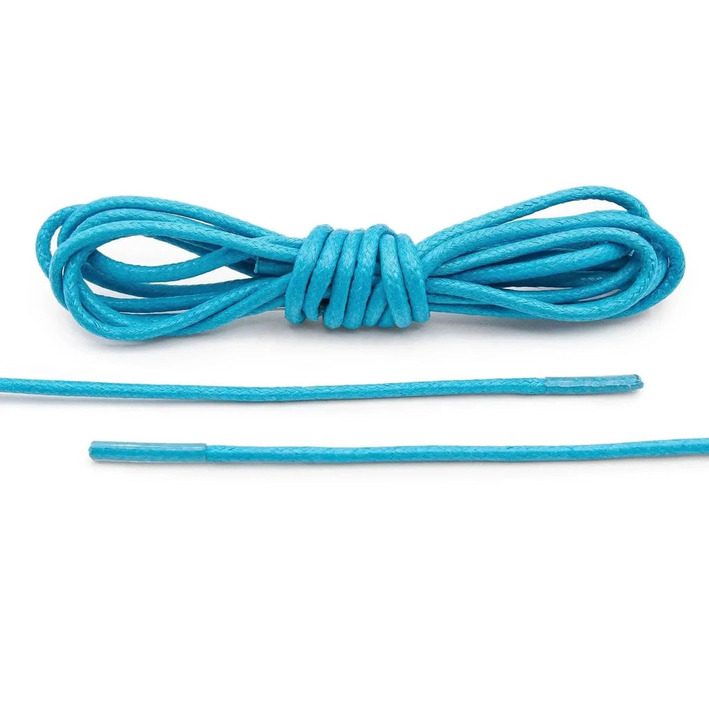 Sky Blue Waxed Cotton Dress Shoe Laces, Round