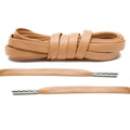 Tan Leather Shoe Laces with Silver Metal Tips