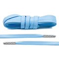 Light Blue Leather Shoe Laces with Silver Metal Tips