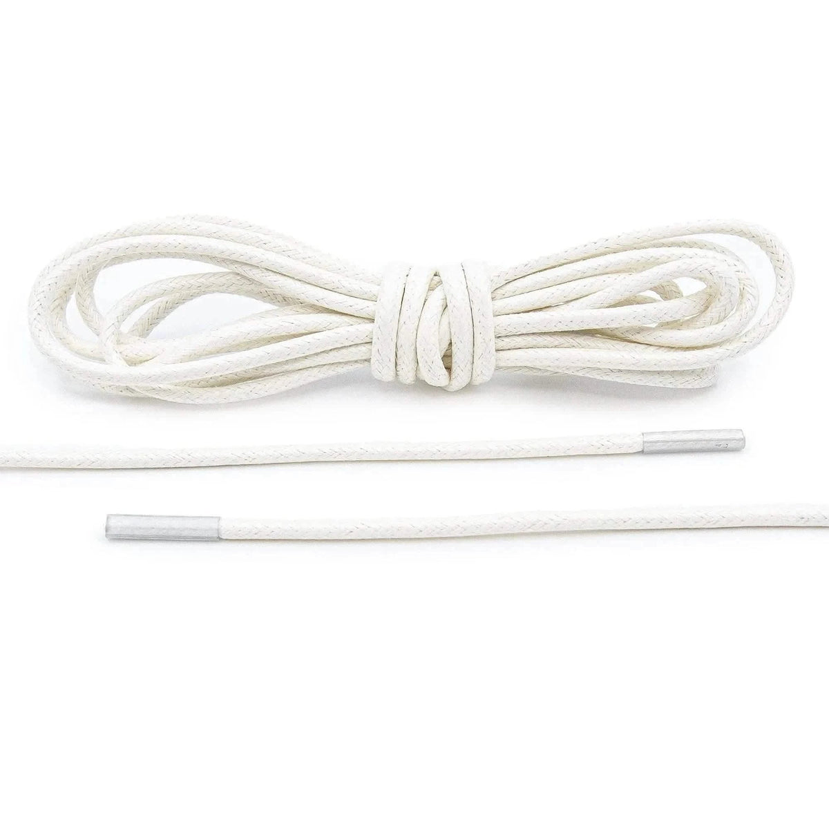 White Waxed Cotton Dress Shoe Laces, Round