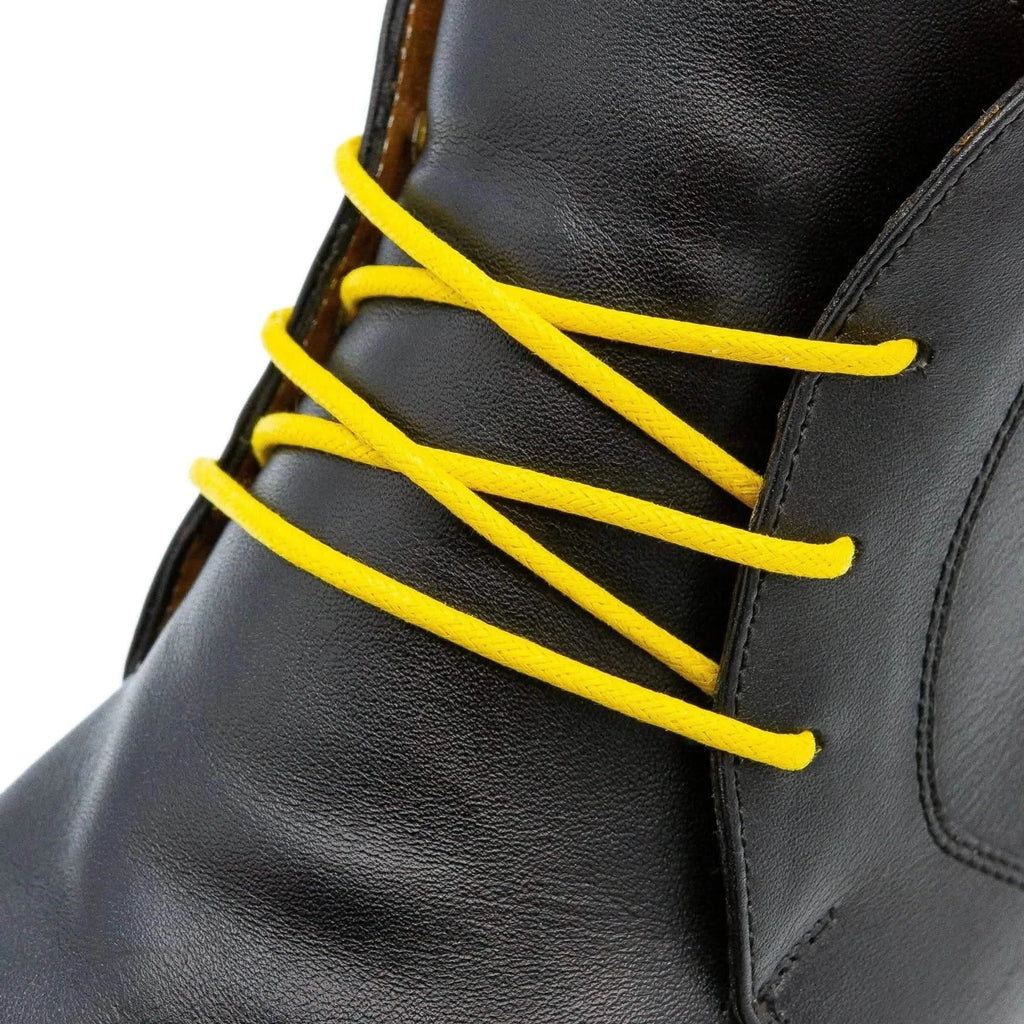 Yellow Waxed Cotton Dress Shoe Laces, Round – view 2
